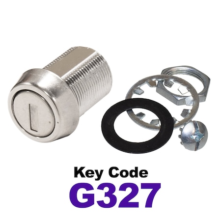 Global RV SS Compartment Lock, Cam/Blade Style, 7/8in Threaded Barrel, Blades not Included, Keyed to G327 CLB-327-78-SS